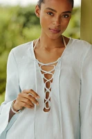 JETS Zarla Tie-Front Linen Blend Cover-Up Dress