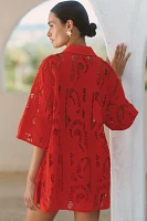 SUBOO Florence Short-Sleeve Eyelet Buttondown Shirt