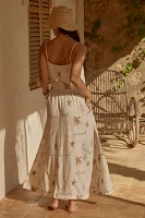 Malai x Anthropologie Brisa Embroidered Linen Midi Skirt