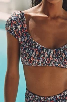 Hutch Marin Smocked Cap-Sleeve Bikini Top