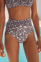 Hutch Marin Smocked High-Waisted Bikini Bottoms