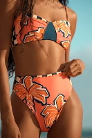 Maaji Racing Palms Opal High-Waisted Bikini Bottoms