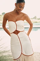 AZULU Joaquina Linen Fringe Strapless Midi Dress