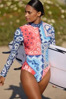 Agua Bendita Mei High-Neck Long-Sleeve One-Piece Swimsuit