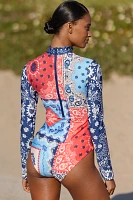 Agua Bendita Mei High-Neck Long-Sleeve One-Piece Swimsuit