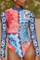 Agua Bendita Mei High-Neck Long-Sleeve One-Piece Swimsuit