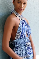 Agua Bendita Maona Printed Halter Ruffle Mini Dress