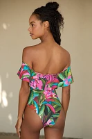 Farm Rio Jardin De Reve Off-The-Shoulder One-Piece Swimsuit