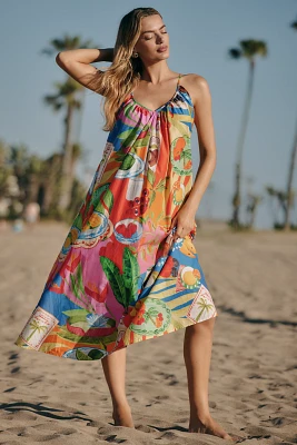 Farm Rio Summer Picnic Sleeveless V-Neck Midi Dress