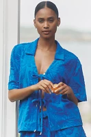 Farm Rio River Nature Tie-Front Towel Shirt