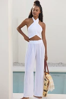 PQ Swim Water Lily Linen Wide-Leg Pants