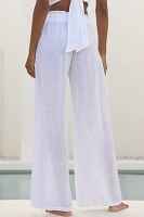 PQ Swim Water Lily Linen Wide-Leg Pants