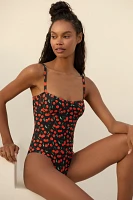 Good American Cherries Square-Neck One-Piece Swimsuit