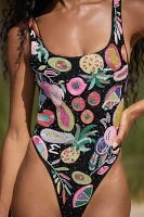 Oceanus Carmencita Embroidered One-Piece Swimsuit