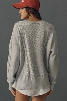 Beach Riot Callie Silver Shine Cable-Knit Sweatere