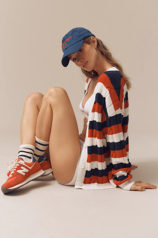 Beach Riot Sherry Striped Cable-Knit Cardigan Sweater