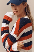 Beach Riot Sherry Striped Cable-Knit Cardigan Sweater