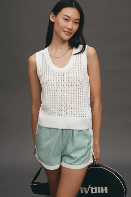 Varley Ferns Cotton Open-Knit Scoop-Neck Tank Top