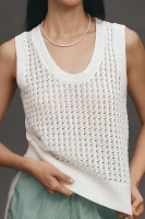 Varley Ferns Cotton Open-Knit Scoop-Neck Tank Top