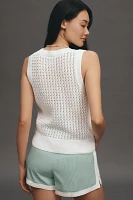 Varley Ferns Cotton Open-Knit Scoop-Neck Tank Top