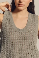 Varley Ferns Cotton Open-Knit Scoop-Neck Tank Top