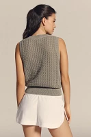 Varley Ferns Cotton Open-Knit Scoop-Neck Tank Top