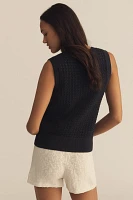 Varley Ferns Cotton Open-Knit Scoop-Neck Tank Top