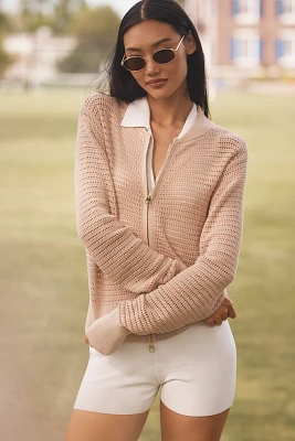 Varley Lai Cotton Long-Sleeve Zip-Front Knit Jacket