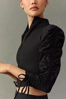 Port de Bras Stelle Ruched Puff-Sleeve Crop Zip Jacket