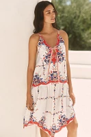 Celandine Plunge-Neck Drop-Waist Cotton Midi Dress
