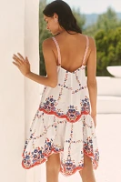 Celandine Plunge-Neck Drop-Waist Cotton Midi Dress