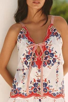 Celandine Plunge-Neck Drop-Waist Cotton Midi Dress