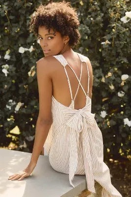 By Anthropologie Sleeveless Bow-Back Maxi Dress