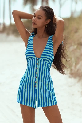 Celandine Halter Button-Front Romper