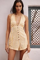 Celandine Halter Button-Front Romper