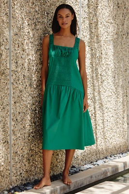 Celandine Sleeveless Smocked Open-Back Midi Dress