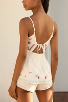 By Anthropologie Cross-Stitch Embroidered Romper