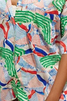 Celandine Oversized Short-Sleeve Buttondown Shirt