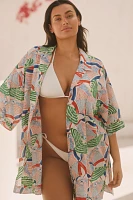 Celandine Oversized Short-Sleeve Buttondown Shirt