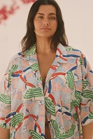 Celandine Oversized Short-Sleeve Buttondown Shirt