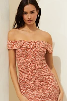 Celandine Off-The-Shoulder Smocked Midi Dress