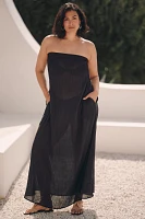 By Anthropologie Strapless Gauze Maxi Dress