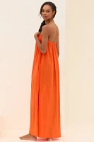 By Anthropologie Strapless Gauze Maxi Dress
