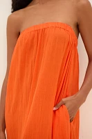 By Anthropologie Strapless Gauze Maxi Dress