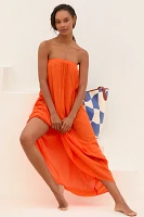 By Anthropologie Strapless Gauze Maxi Dress
