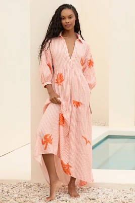 The Carolita Printed Tiered Shirt Dress by Celandine