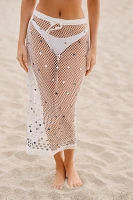 Celandine Sheer Mesh Sequin Drawstring Mermaid Midi Skirt