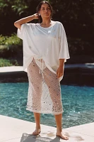 Celandine Sheer Mesh Sequin Drawstring Mermaid Midi Skirt