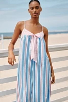Celandine Pinstripe Bow Wide-Leg Jumpsuit