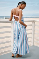 Celandine Pinstripe Bow Wide-Leg Jumpsuit